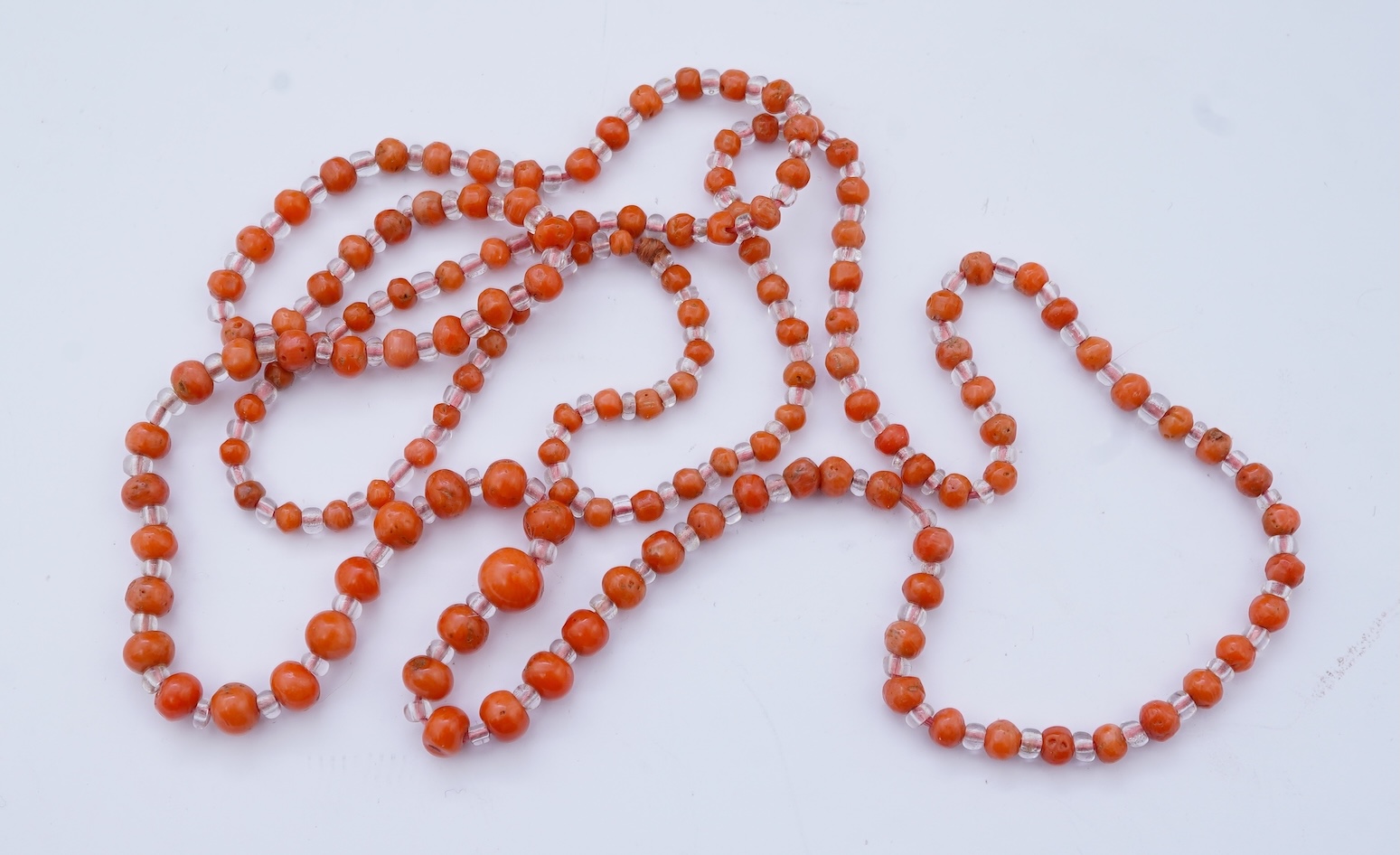 A coral and rock crystal necklace, early 20th century
